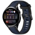 For Huawei Watch 3 22mm Two Color Textured Silicone Watch Band(Midnight Blue+Black)