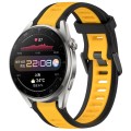 For Huawei Watch 3 Pro 22mm Two Color Textured Silicone Watch Band(Yellow+Black)