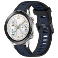 For Honor Watch GS 3i 22mm Two Color Textured Silicone Watch Band(Midnight Blue+Black)