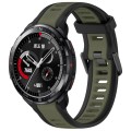 For Honor Watch GS Pro 22mm Two Color Textured Silicone Watch Band(Green+Black)