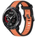For Honor Watch GS Pro 22mm Two Color Textured Silicone Watch Band(Orange+Black)