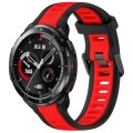 For Honor Watch GS Pro 22mm Two Color Textured Silicone Watch Band(Red+Black)