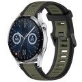 For Huawei Watch GT3 42mm 20mm Two Color Textured Silicone Watch Band(Green+Black)