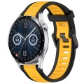 For Huawei Watch GT3 42mm 20mm Two Color Textured Silicone Watch Band(Yellow+Black)