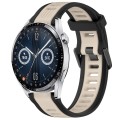 For Huawei Watch GT3 42mm 20mm Two Color Textured Silicone Watch Band(Starlight + Black)