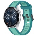 For Huawei Watch GT3 42mm 20mm Two Color Textured Silicone Watch Band(Teal)