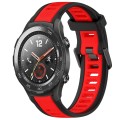 For Huawei Watch 2 20mm Two Color Textured Silicone Watch Band(Red+Black)