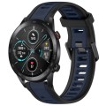 For Honor MagicWatch2 42mm 20mm Two Color Textured Silicone Watch Band(Midnight Blue+Black)