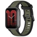 For Amazfit Active 20mm Two-Color Textured Silicone Watch Band(Green+Black)