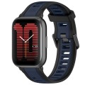 For Amazfit Active 20mm Two-Color Textured Silicone Watch Band(Midnight Blue+Black)