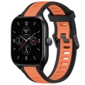 For Amazfit GTS 4 20mm Two-Color Textured Silicone Watch Band(Orange+Black)