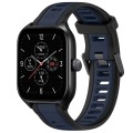 For Amazfit GTS 4 20mm Two-Color Textured Silicone Watch Band(Midnight Blue+Black)