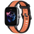 For Amazfit GTS 3 20mm Two-Color Textured Silicone Watch Band(Orange+Black)