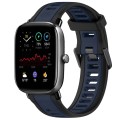 For Amazfit GTS 2 Mini 20mm Two-Color Textured Silicone Watch Band(Midnight Blue+Black)