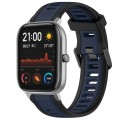 For Amazfit GTS 20mm Two-Color Textured Silicone Watch Band(Midnight Blue+Black)