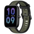 For Amazfit Bip 3 20mm Two-Color Textured Silicone Watch Band(Green+Black)