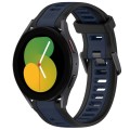 For Samsung Galaxy Watch 5  44mm 20mm Two Color Textured Silicone Watch Band(Midnight Blue+Black)