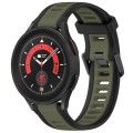 For Samsung Galaxy Watch 5 Pro  45mm 20mm Two Color Textured Silicone Watch Band(Green+Black)