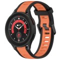 For Samsung Galaxy Watch 5 Pro  45mm 20mm Two Color Textured Silicone Watch Band(Orange+Black)