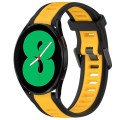 For Samsung Galaxy Watch 4 44mm 20mm Two Color Textured Silicone Watch Band(Yellow+Black)