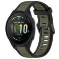 For Garmin Forerunner 165 20mm Two Color Textured Silicone Watch Band(Green+Black)