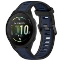 For Garmin Forerunner 165 20mm Two Color Textured Silicone Watch Band(Midnight Blue+Black)