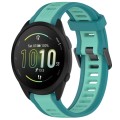 For Garmin Forerunner 165 Music 20mm Two Color Textured Silicone Watch Band(Teal)