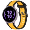 For Garmin Active 5 20mm Two Color Textured Silicone Watch Band(Yellow+Black)