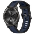 For Garmin VivoMove Trend 20mm Two Color Textured Silicone Watch Band(Midnight Blue+Black)