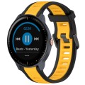 For Garmin Vivoactive3 Music 20mm Two Color Textured Silicone Watch Band(Yellow+Black)