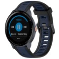 For Garmin Vivoactive3 Music 20mm Two Color Textured Silicone Watch Band(Midnight Blue+Black)