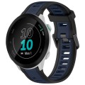 For Garmin Forerunner 55 20mm Two Color Textured Silicone Watch Band(Midnight Blue+Black)