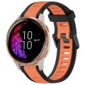 For Garmin Venu 20mm Two Color Textured Silicone Watch Band(Orange+Black)
