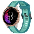 For Garmin Venu 20mm Two Color Textured Silicone Watch Band(Teal)