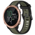For Garmin Forerunner 645 / 645 Music 20mm Two Color Textured Silicone Watch Band(Green+Black)