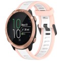 For Garmin Forerunner 645 / 645 Music 20mm Two Color Textured Silicone Watch Band(White+Pink)