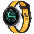 For Garmin Forerunner 265S Music 18mm Two Color Textured Silicone Watch Band(Yellow+Black)
