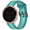 For Garmin Active S 18mm Two Color Textured Silicone Watch Band(Teal)