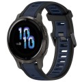 For Garmin Venu 2S 18mm Two Color Textured Silicone Watch Band(Midnight Blue+Black)