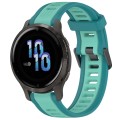 For Garmin Venu 2S 18mm Two Color Textured Silicone Watch Band(Teal)