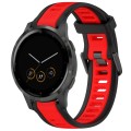 For Garmin Vivoactive 4S 18mm Two Color Textured Silicone Watch Band(Red+Black)