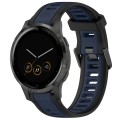 For Garmin Vivoactive 4S 18mm Two Color Textured Silicone Watch Band(Midnight Blue+Black)