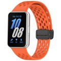 For Samsung Galaxy Fit 3 Hole Style Magnetic Folding Buckle Silicone Watch Band(Orange)