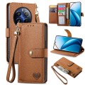 For Realme 12 Pro Love Zipper Lanyard Leather Phone Case(Brown)