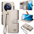 For Realme 12 Pro Love Zipper Lanyard Leather Phone Case(Gray)