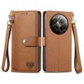 For Realme 12 Pro+ Love Zipper Lanyard Leather Phone Case(Brown)