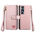 For Realme C65 Love Zipper Lanyard Leather Phone Case(Pink)