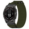 For Garmin Fenix 7X Pro 51mm 26mm Nylon Hook And Loop Fastener Watch Band(Army Green)