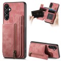 For Samsung Galaxy A24 Retro Leather Zipper Wallet Back Phone Case(Pink)