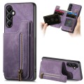 For Samsung Galaxy A34 5G Retro Leather Zipper Wallet Back Phone Case(Purple)